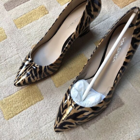 Via Spiga Missy zebra Print Patent Leather Wedge Pump Nib 8 - Picture 3 of 7